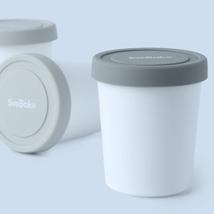 SveBake Eisbehälter für Speiseeis 180ml - 6er-Set mit Deckeln aus Silikon, Behälter Hausgemachte für