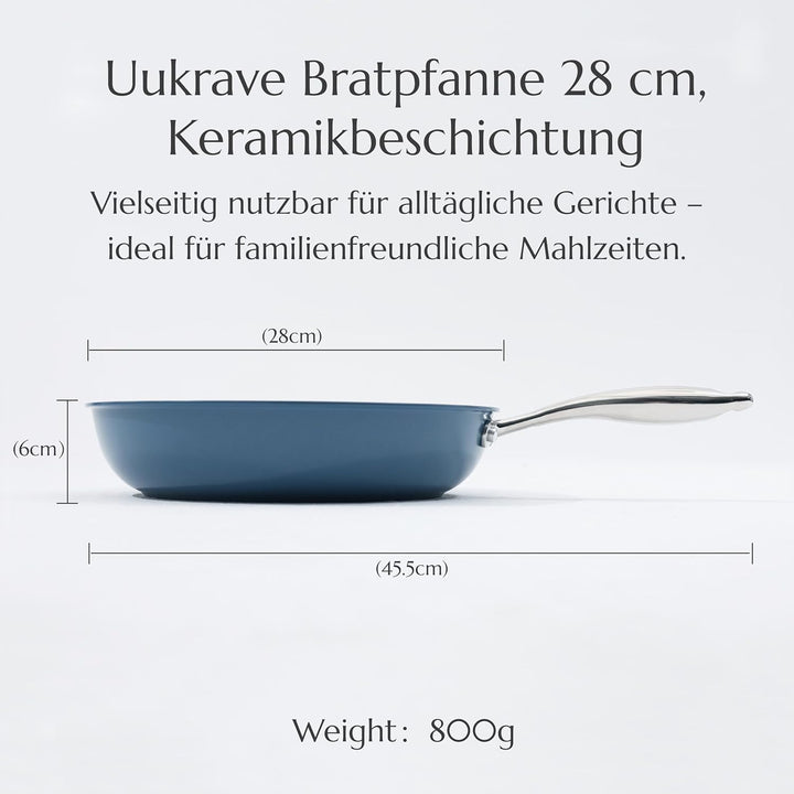 UUKRAVE Pfanne Induktion 28cm, Antihaft Beschichtung Keramikbeschichtung Bratpfannen, Antihaft-Pfann