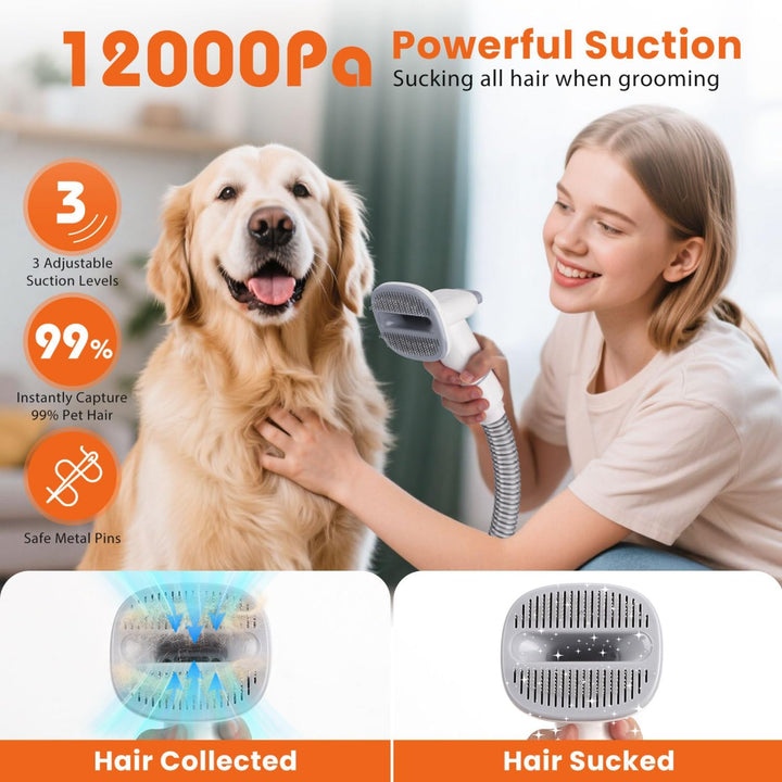 Nobleza Hundeschermaschine mit Staubsauger, Super Saugkraft mit 12000 Pa Saugt 99.99% der Tierhaare,