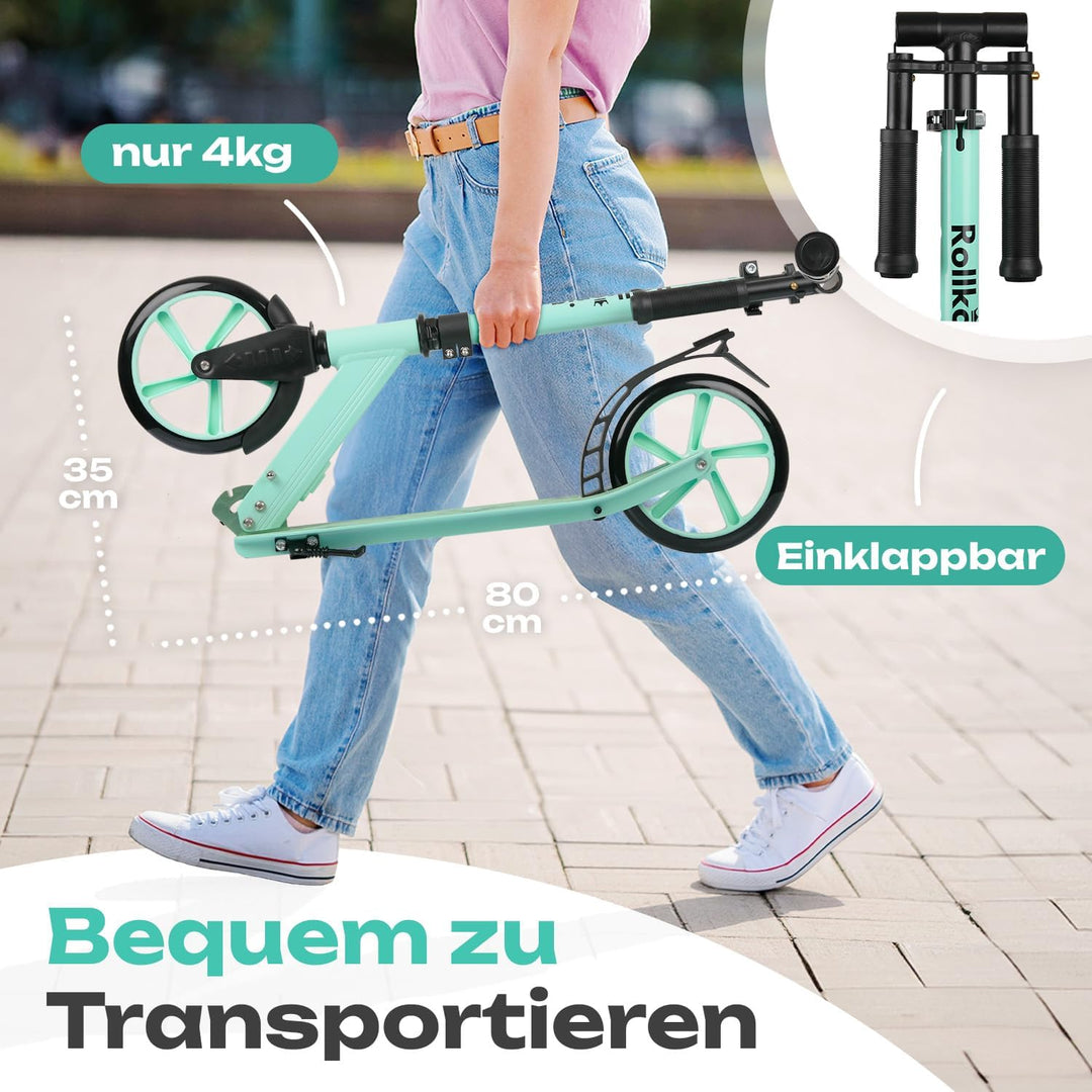 Rollkönig ® Scooter für Kinder ab 5 Jahren I Der Faltbare City-Scooter mit grossen Rädern I Tret-Rol