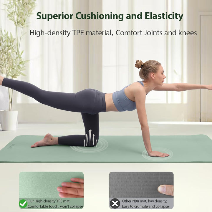 Yogamatte Dicke XXL 200×100cm TPE 10mm Dick Sportmatte Rutschfest Bequem für Zuhause und Freien, Fit