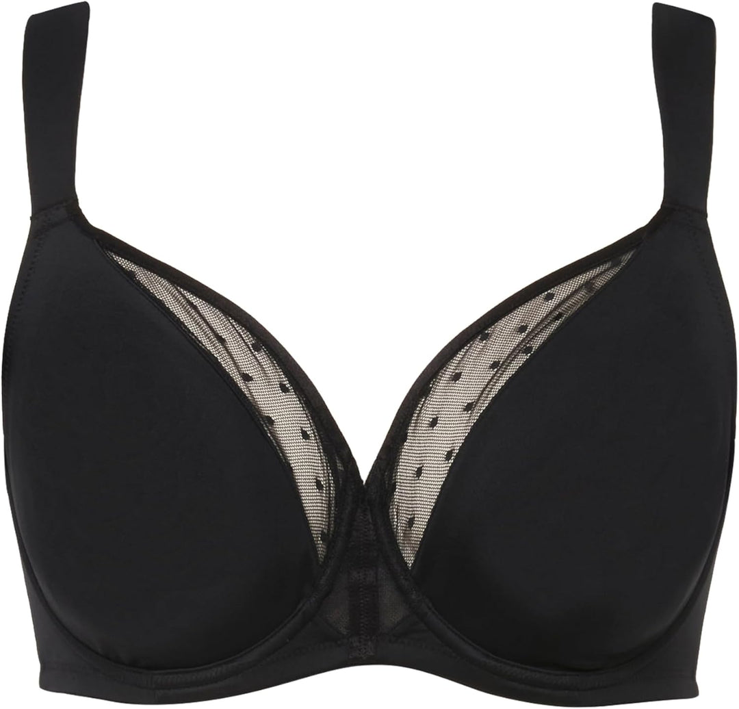 Ulla Popken Damen Bügel, Mesh-kante, Cup B-F BH 85B Schwarz, 85B Schwarz