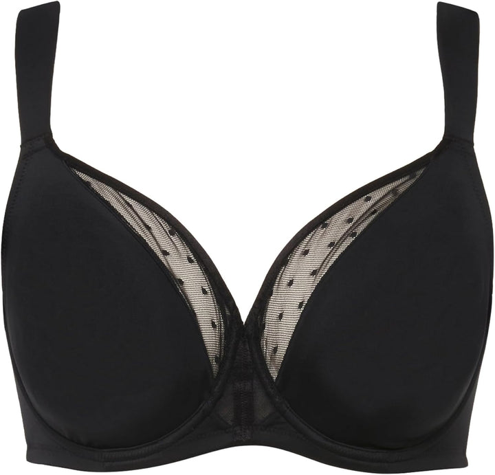 Ulla Popken Damen Bügel, Mesh-kante, Cup B-F BH 85B Schwarz, 85B Schwarz