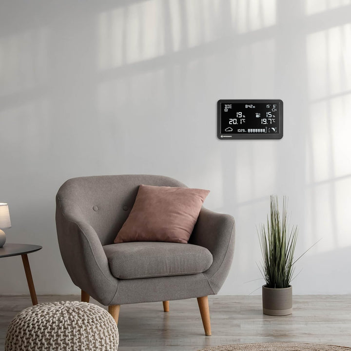 Bresser Funk-Wetterstation mit Aussensensor Temperatur Luftfeuchtigkeit Wettervorhersage Hygrometer