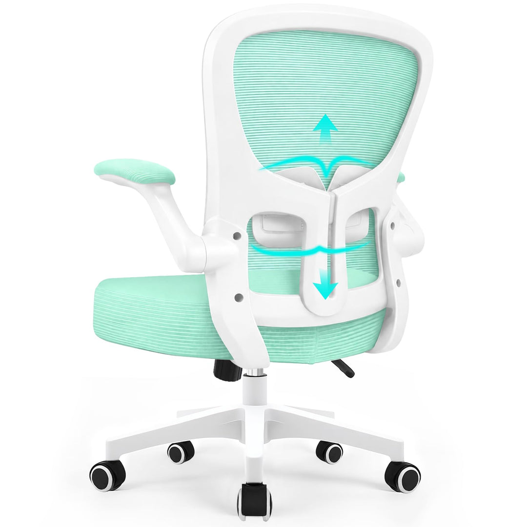 Durrafy Ergonomischer Bürostuhl Schreibtischstuhl mit Hochklappbaren Armlehnen,Verstellbarer Lendenw