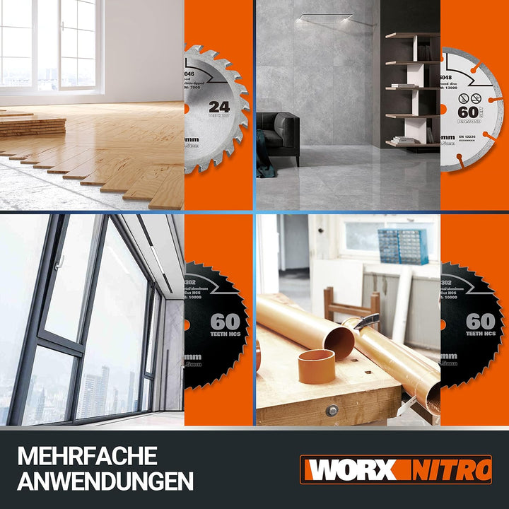WORX WX531 Akku Kreissäge 20V – Bürstenlose Kreissäge für exakte, gerade Schnitte – Schneidet mühelo