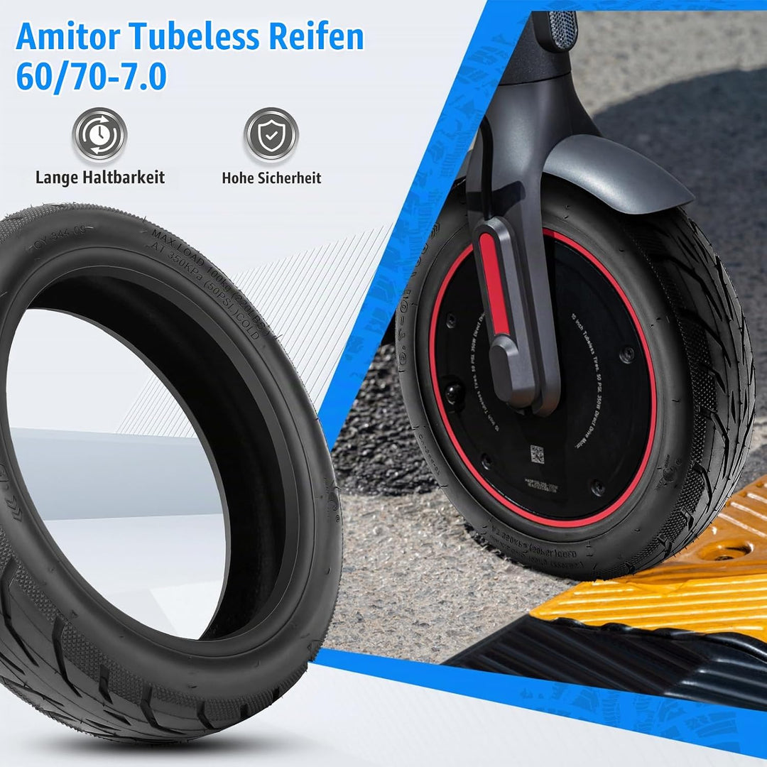 60/70-7.0 Reifen Tubeless für Xiaomi 4 Pro (1. Gen) E-Scooter, Verschleissfest &amp; Gewichtsreduzierung
