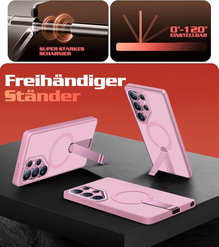Giyer Magnetisch Handyhülle für Samsung Galaxy S24 Ultra Hülle mit Ständer Schutzfolie, Schutzhülle