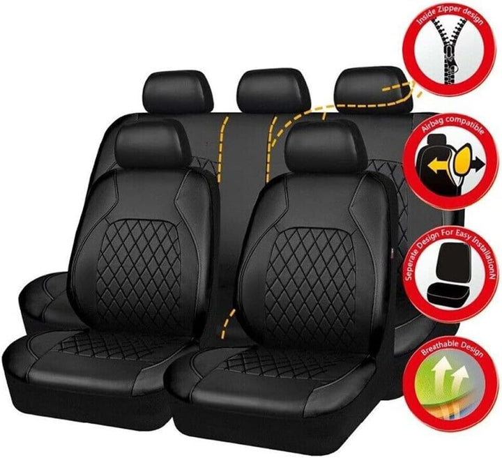 VOIV 9PCS Auto Sitzbezüge Sets für Ford Ecosport 2013 2014 2015 2016 2017 2018 2019-2023, Leder Wass