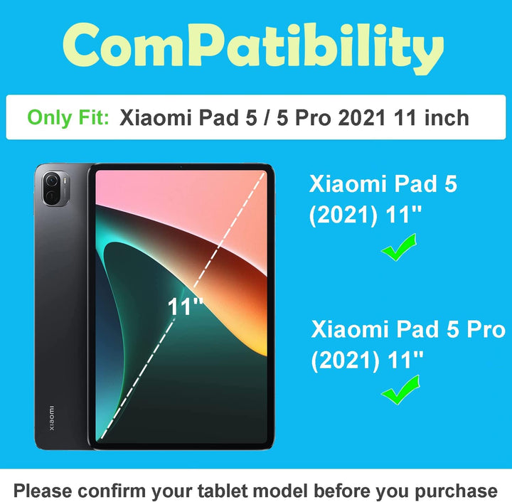 Tastatur Hülle mit Schutzfolie für Xiaomi Pad 5/5 Pro 11 Zoll 2021 Tablet, Hülle mit Stifthalter, Sl