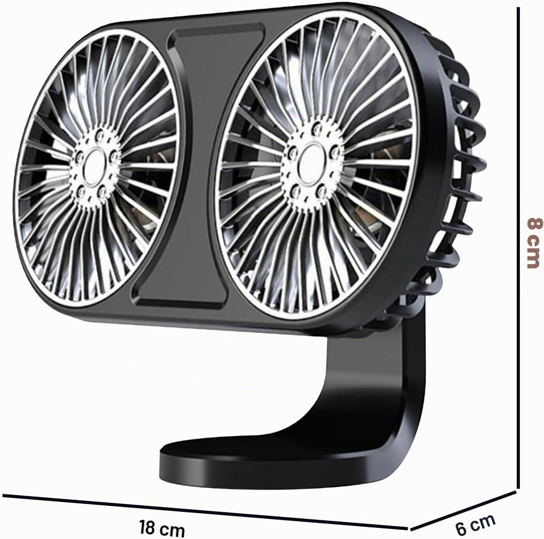 Auto Ventilator USB, Doppelköpfiger Ventilator Auto, Autoventilator mit 3 Geschwindigkeiten und Bunt