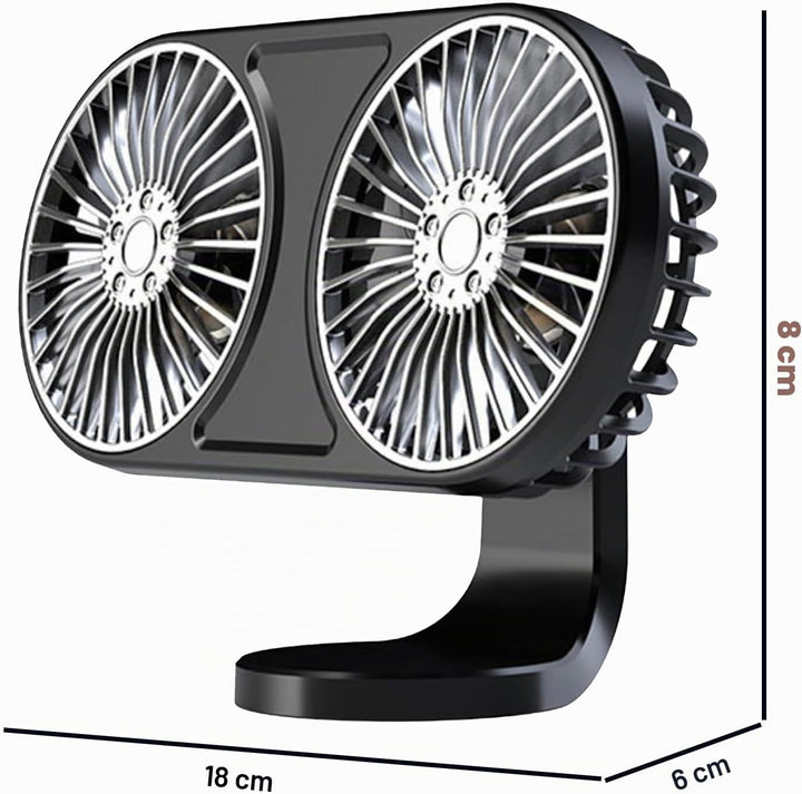 Auto Ventilator USB, Doppelköpfiger Ventilator Auto, Autoventilator mit 3 Geschwindigkeiten und Bunt