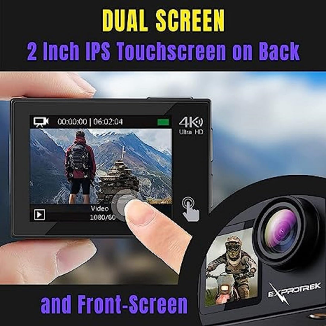 Exprotrek Action Cam 4K Unterwasserkamera Wasserdicht 40M Ultra HD 20MP Kamera 170 ° Ultra-Weitwinke