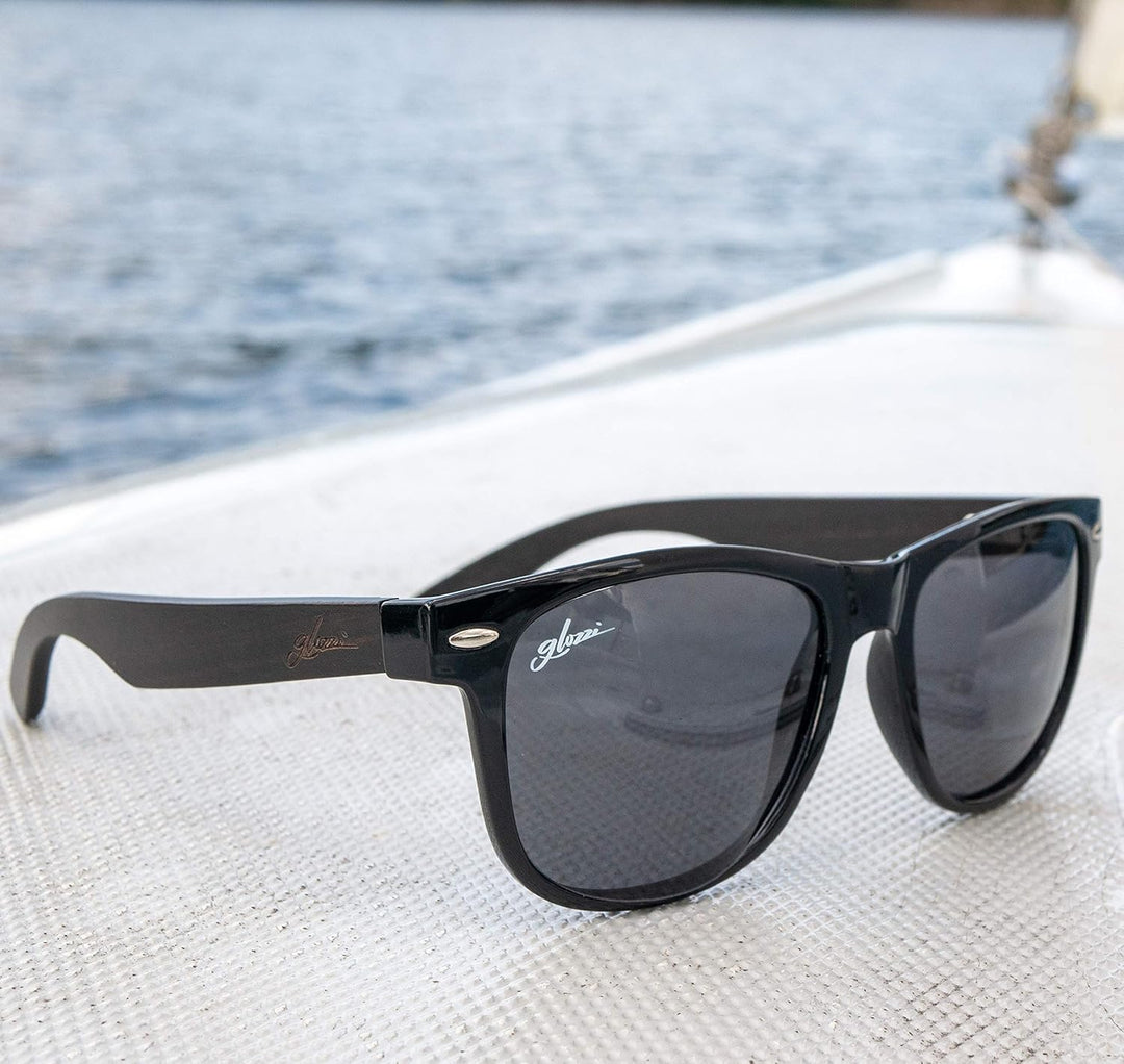 glozzi Sonnenbrille Herren und Damen Holz Polarisiert UV400 mit Holzbügeln und Brillenetui aus Kork