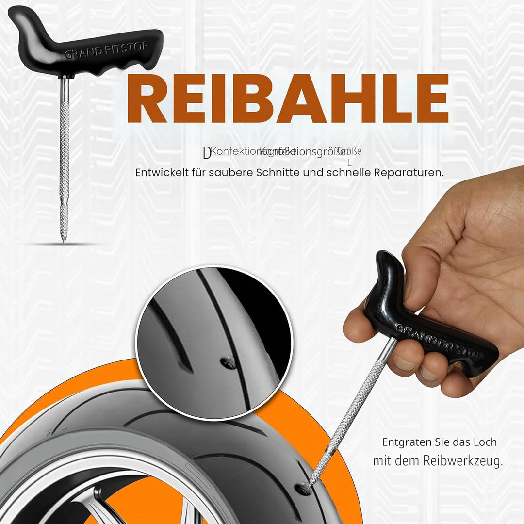 GRAND PITSTOP GrandPitstop Tubeless Reifenpannen-Reparaturset mit Stopfen für Motorrad, Auto und Rol