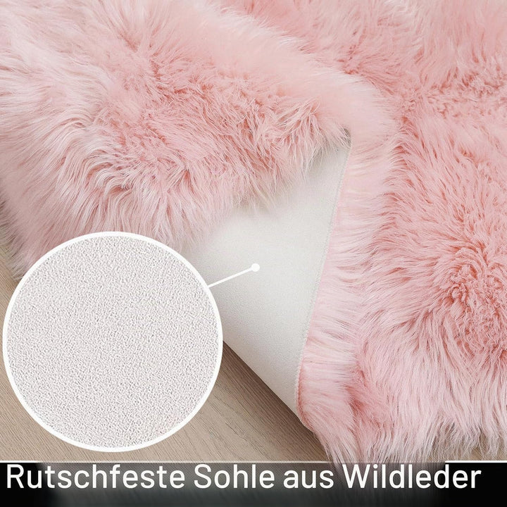HARESLE Longhair Fell Teppich Waschbar Teppich,Soft Area Rug Schlafzimmer Kunstfell Shaggy TeppichRo