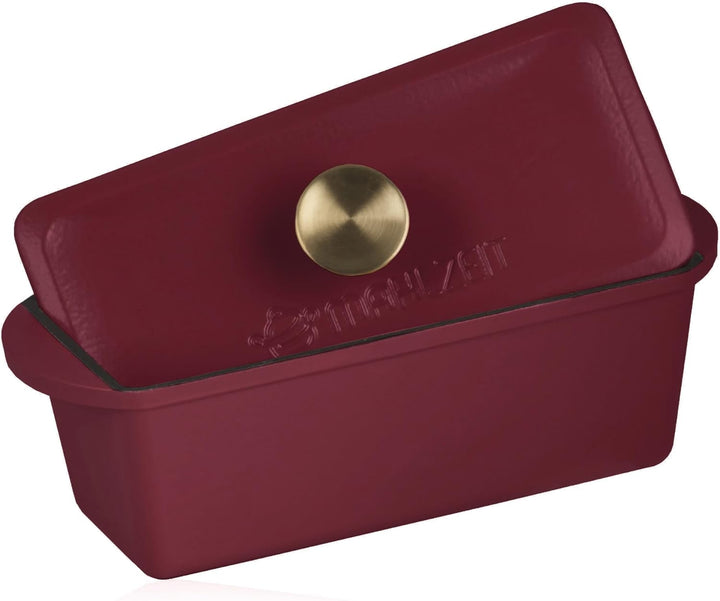 Mahlzeit Gusseisen Bräter mit Deckel emailliert | 3 Liter | Dark Cherry | Backofengeeignet, Induktio