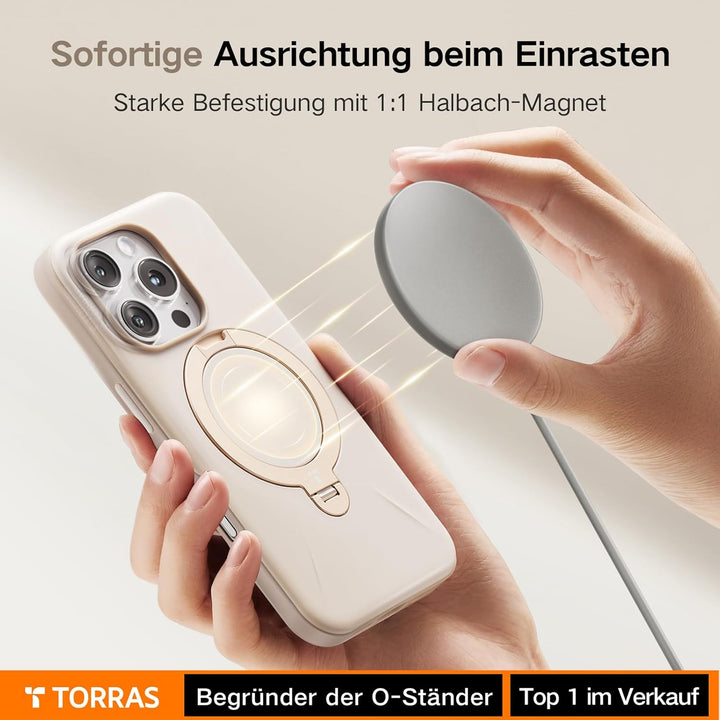 TORRAS Ostand Q3 Fusion für iPhone 15 Pro Max Hülle für Magsafe (Magnetischer Robust Standring) Zert
