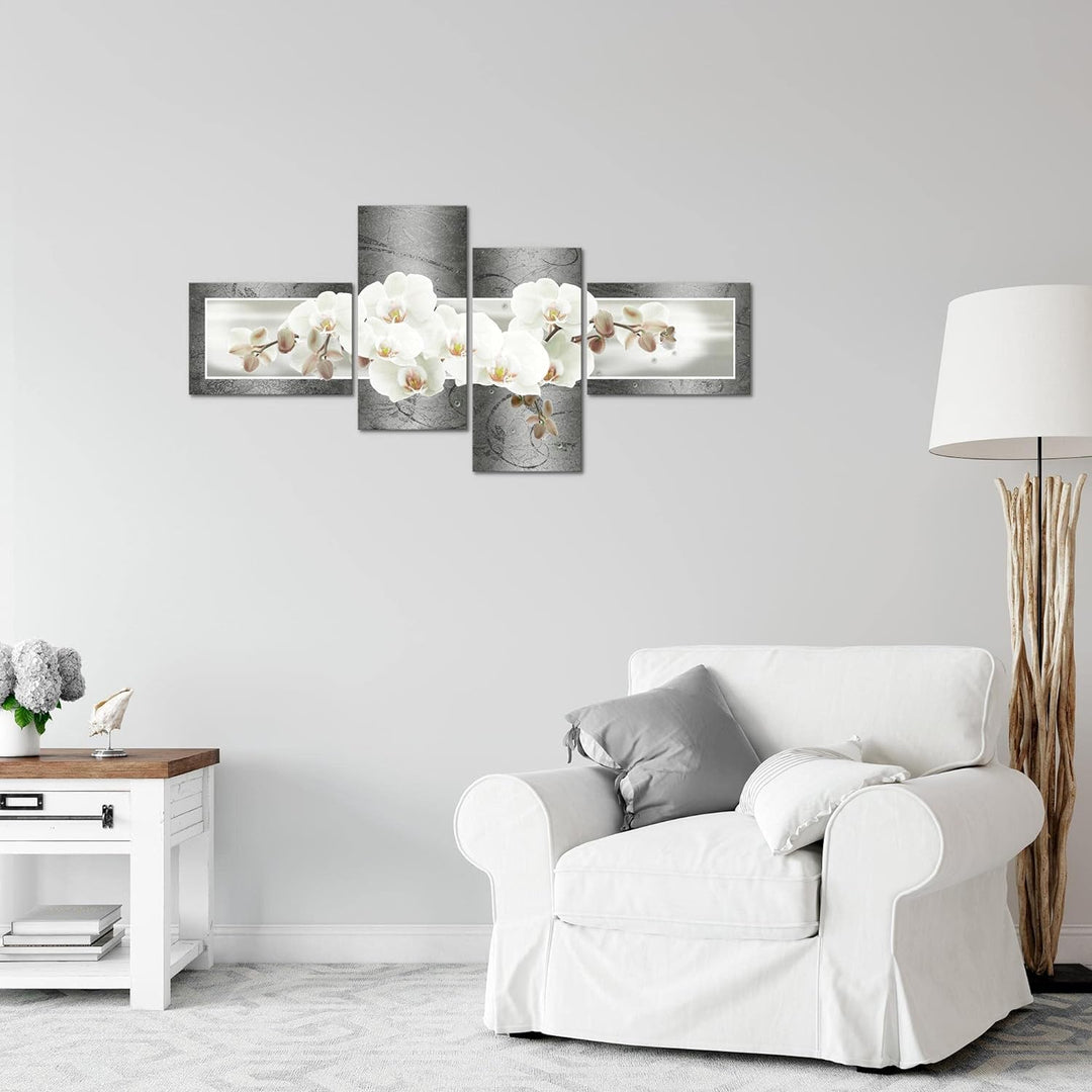 Runa Art Bild Modern Blumen Orchidee - Made in Germany - Wandbilder Abstrakt Grau 4 Teilig 203542c 1