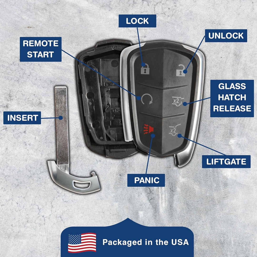 Remote Key Fob Shell Insert Case Replacement for Cadillac Escalade HYQ2AB 6btn One, One