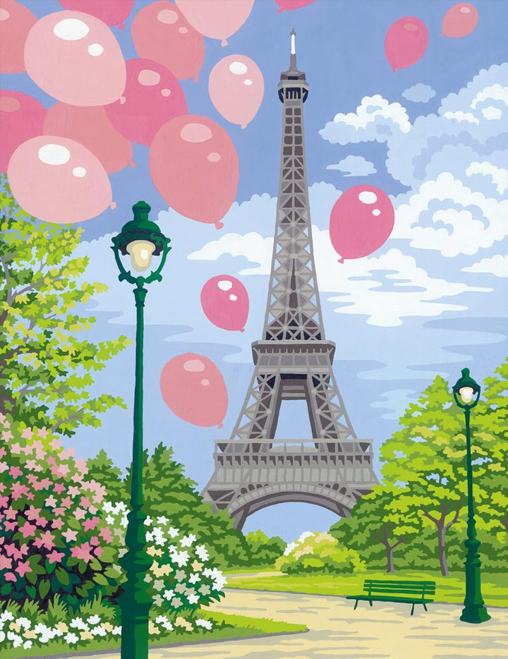Ravensburger CreArt 28992 - Frühling in Paris - Malen nach Zahlen Erwachsene, DIY Malset mit Pinsel