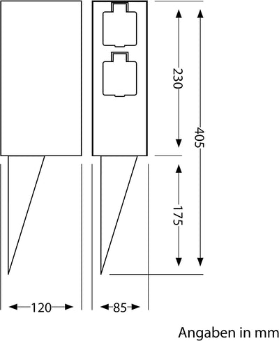 ledscom.de Garten-Steckdosensäule POMI mit Erdspiess für aussen, IP44, Timer/Zeitschaltuhr, 2-Fach,