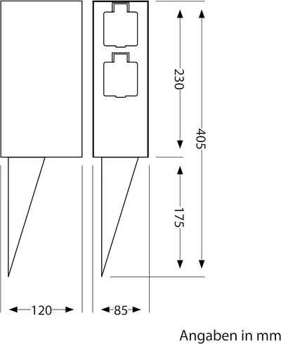 ledscom.de Garten-Steckdosensäule POMI mit Erdspiess für aussen, IP44, Timer/Zeitschaltuhr, 2-fach,