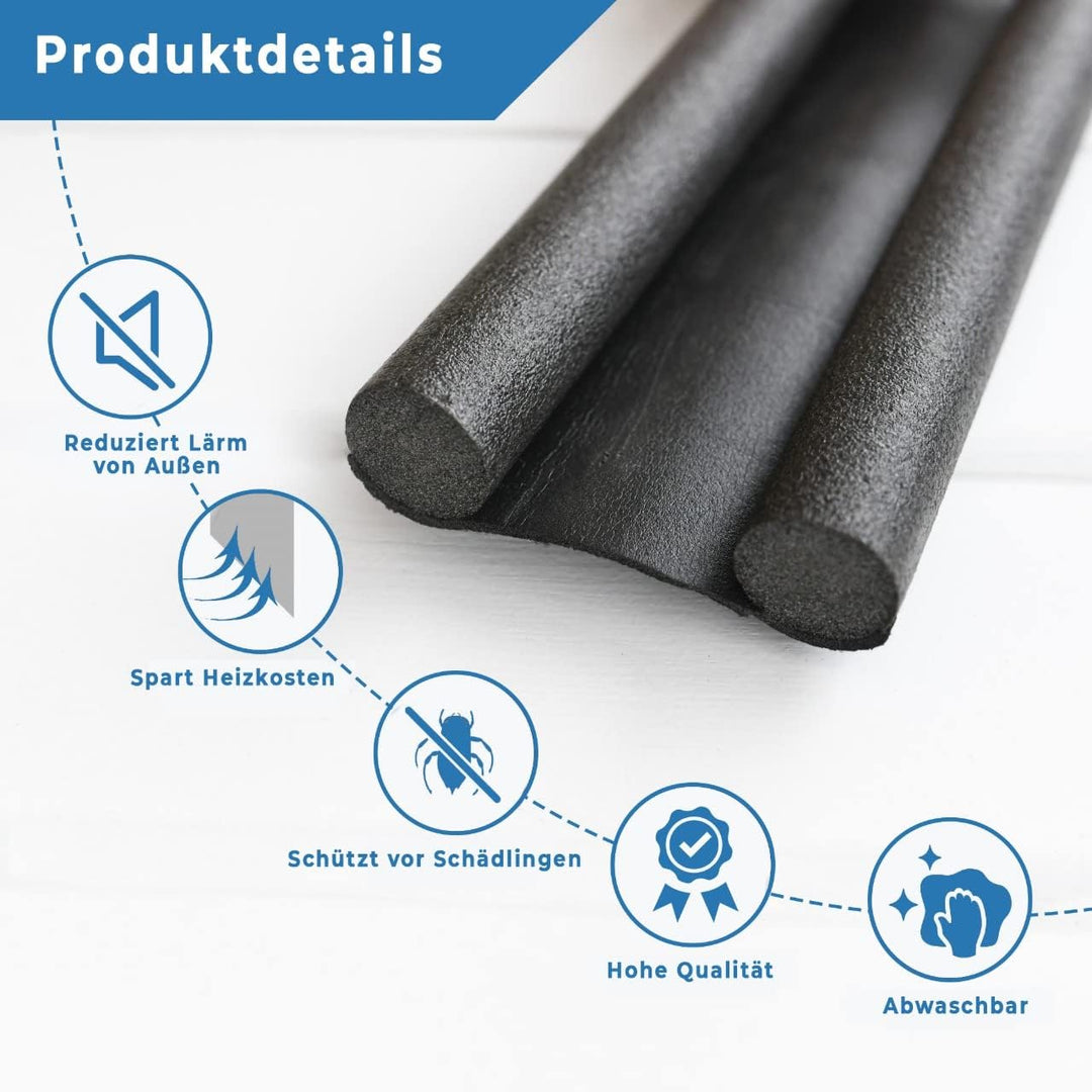 3er Set Zugluftstopper zuschneidbar 100 cm Zugluftstop Luftzugstopper Türbodendoppeldichtung Türisol