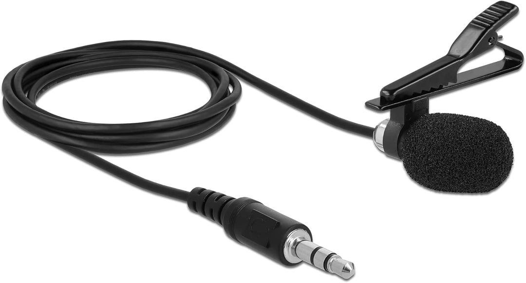 DELOCK 66279 Krawatten Lavalier Mikrofon Omnidirektional mit Clip 3,5mm Klinkenstecker 3 Pin,+ Adapt