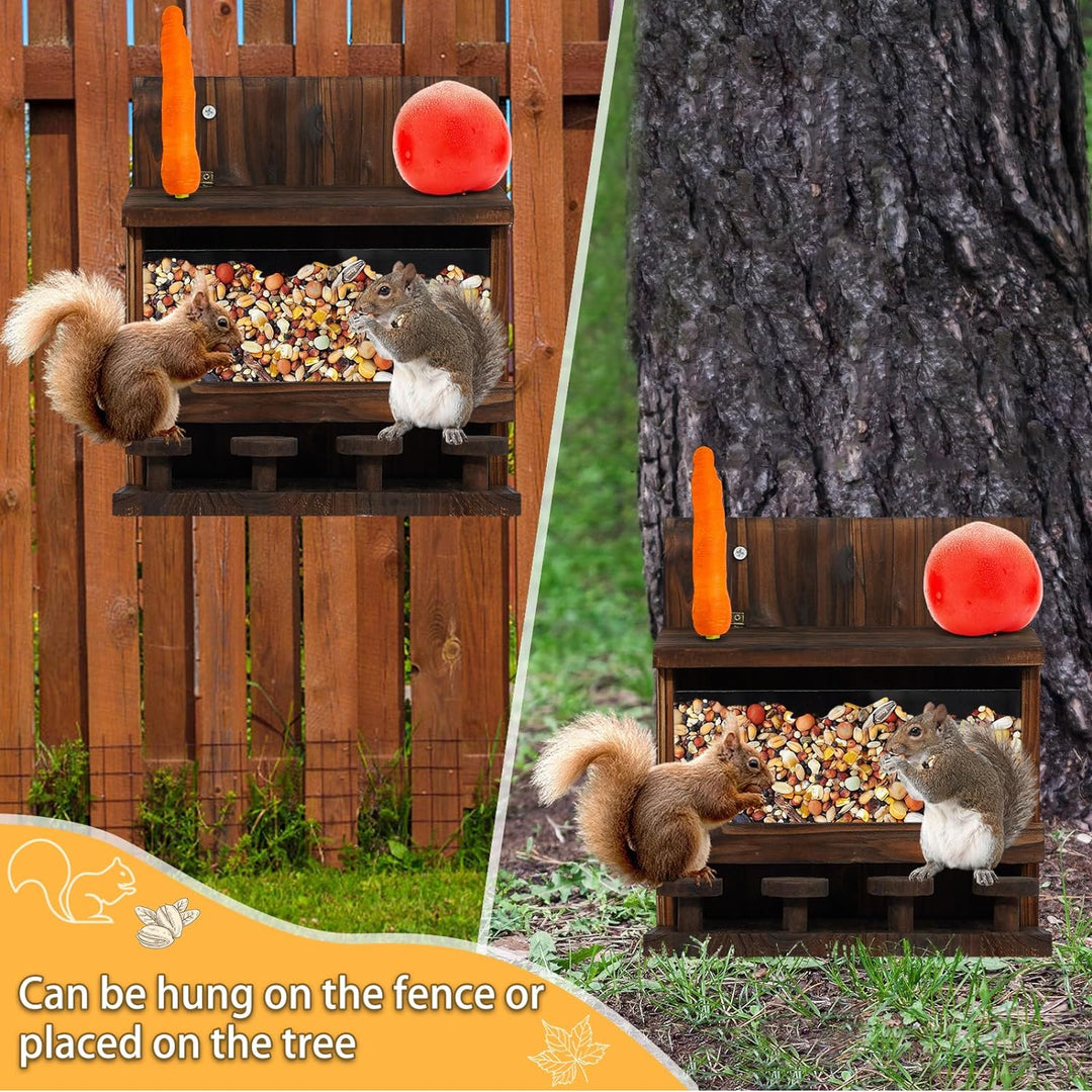KHayRovies Eichhörnchen Futterhaus aus Holz, eichhörnchenhaus wetterfest für Draussen, Chipmunk Futt