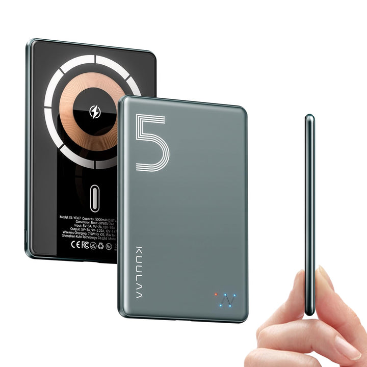 Kuulaa Ultra Slim Magsafe PowerBank,5000mAh Wireless Power Bank mit Type C 20W Output External Batte