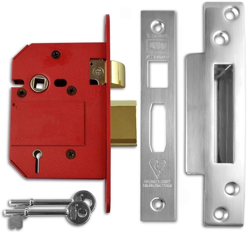 Union Locks Strongbolt 2200S BS 5 Einsteckschloss mit Vorreiber und 5 Zuhaltungen, 68 mm, Oberfläche