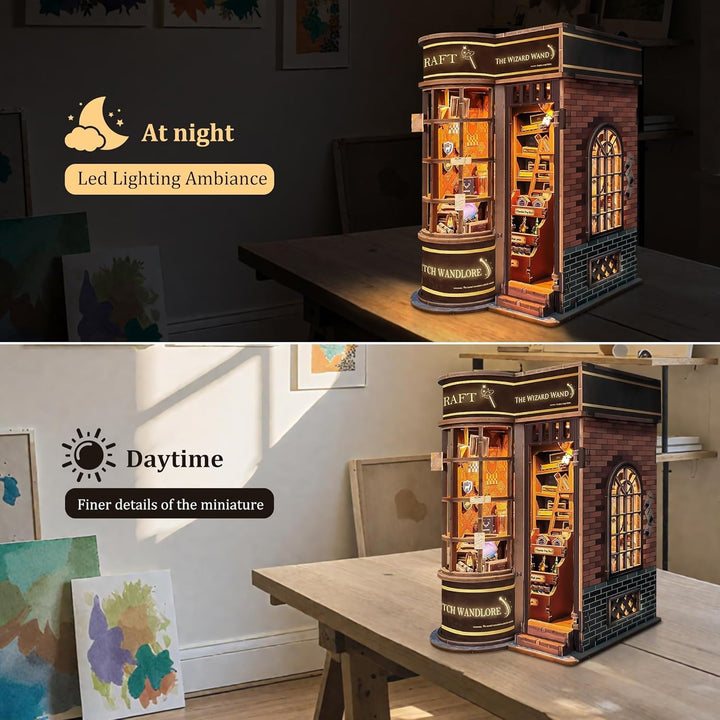 Book Nook Kit für Erwachsene: LUMYCE Holzpuzzle DIY Miniatur Haus 3D Puppenhaus - Buchstütze für Büc