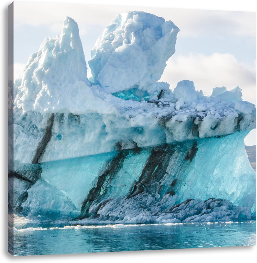 gigantischer Eisberg, Format: 70x70 auf Leinwand, XXL riesige Bilder fertig gerahmt mit Keilrahmen,