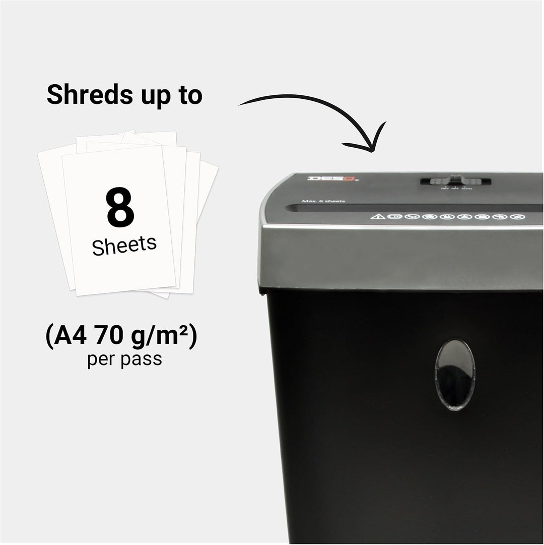 DESQ® Aktenvernichter | 8 Blatt | 4 x 38 mm | P-4 | 11 Liter | DSGVO konform