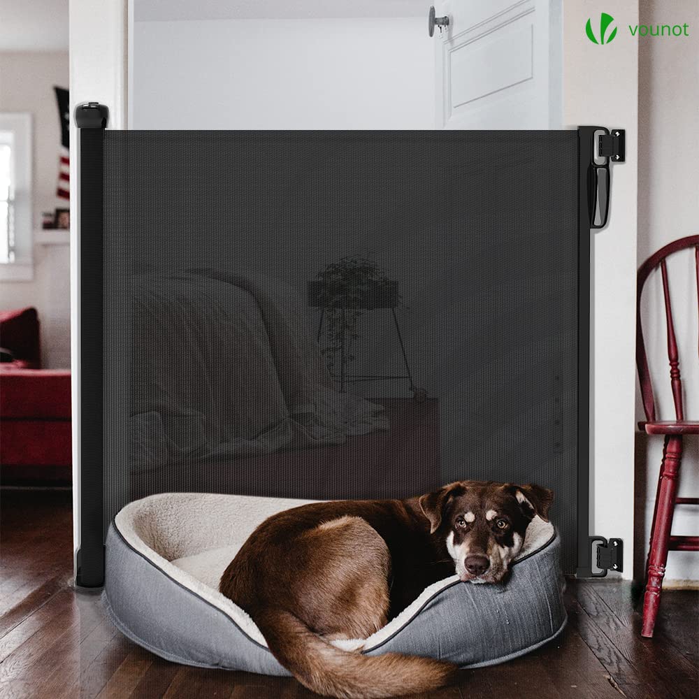 VOUNOT Treppenschutzgitter Ausziehbar Türschutzgitter Roll 0-180cm, Einziehbar Treppenschutzrollo fü