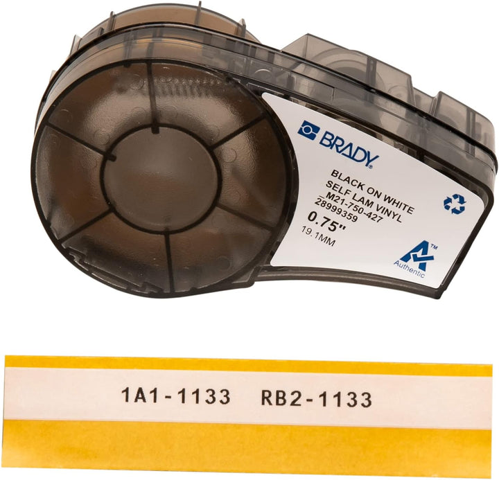 Brady, M21-750-427, Vinyl, Schwarz auf WeissTransparent, 19,05mm x 4,26m, max. Kabeldurchmesser: 3,2