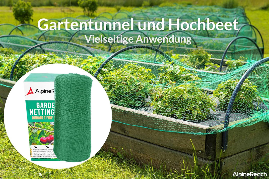 AlpineReach 2m x 20m Vogelschutznetz Gartennetz Feinmaschig (15 x 15mm) Extra Stark Gewebtes Netz, V