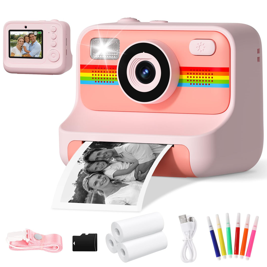 Sofortbildkamera Kinder, 1080P HD 2,4 Zoll Bildschirm Kinderkamera Sofortbildkamera mit 32GB Karte &