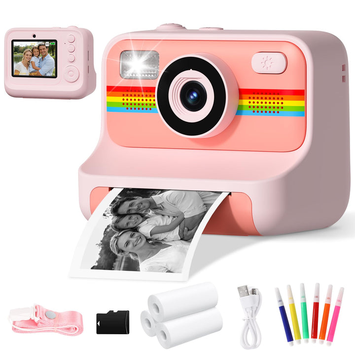Sofortbildkamera Kinder, 1080P HD 2,4 Zoll Bildschirm Kinderkamera Sofortbildkamera mit 32GB Karte &