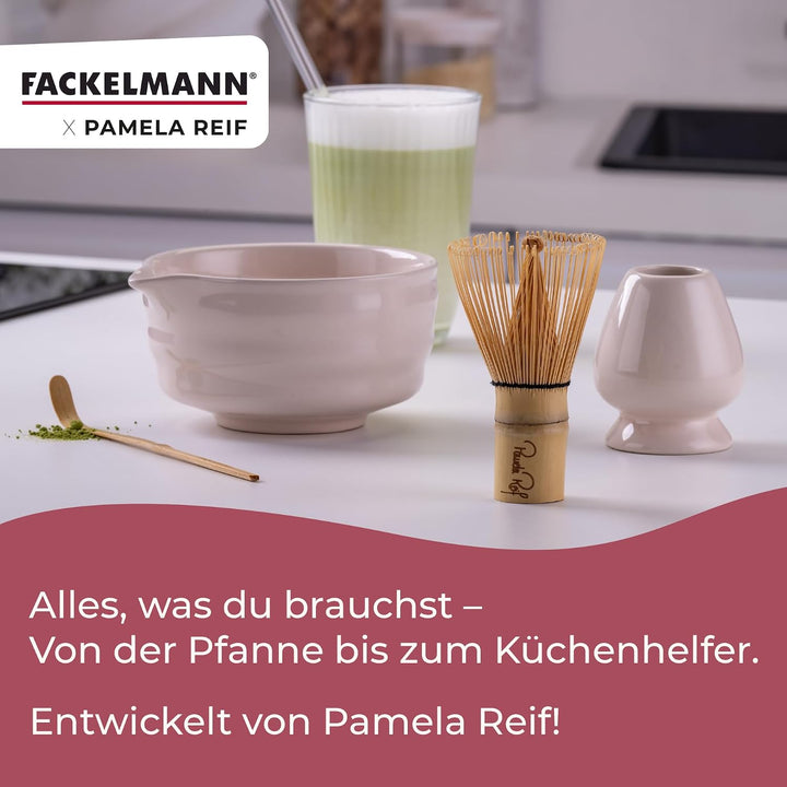 Fackelmann x Pamela Reif Matcha Tee Set aus Keramik &amp; Bambus