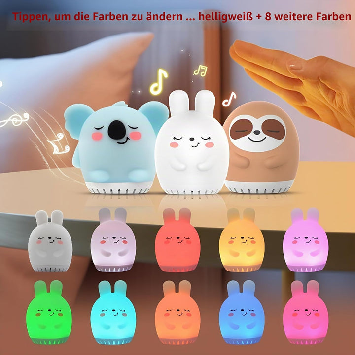Weiches Silikon-Nachtlicht für Kinder – LED-Lampe mit weissem Rauschen und entspannenden Geräuschen
