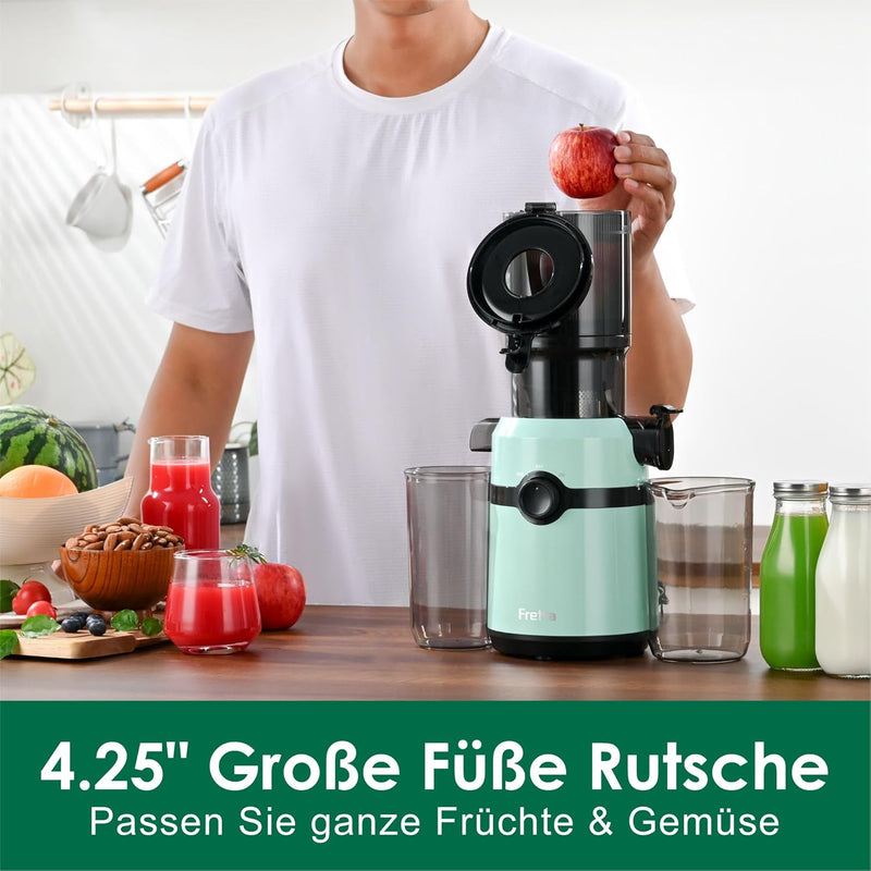 Fretta Entsafter Slow Juicer mit 108 mm Öffnung&1L Kapazität,Entsafter Gemüse und Obst,200W Saftpres