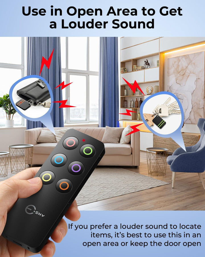 Schlüsselfinder, Esky Key Finder mit 2 RF Sender, schlüsselfinder anhänger mit 6 Empfängern, Haustie