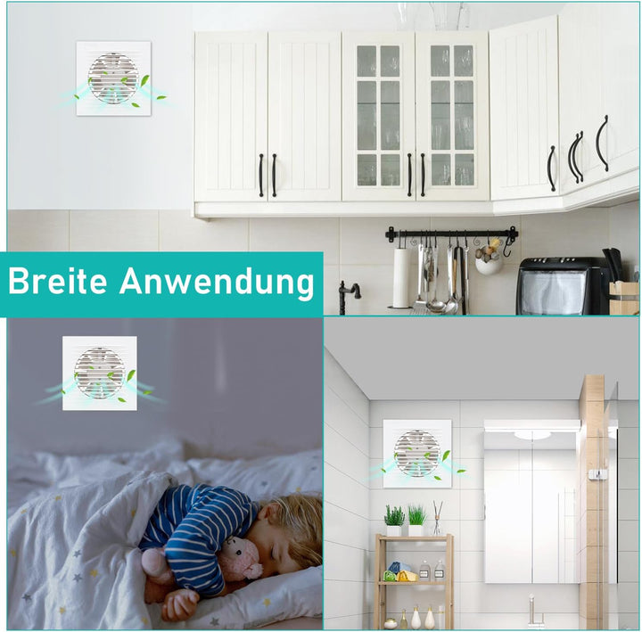 Badlüfter 100mm, Badezimmerlüfter Lüfter für Effiziente Belüftung Leiser Betrieb Ventilator, für Küc