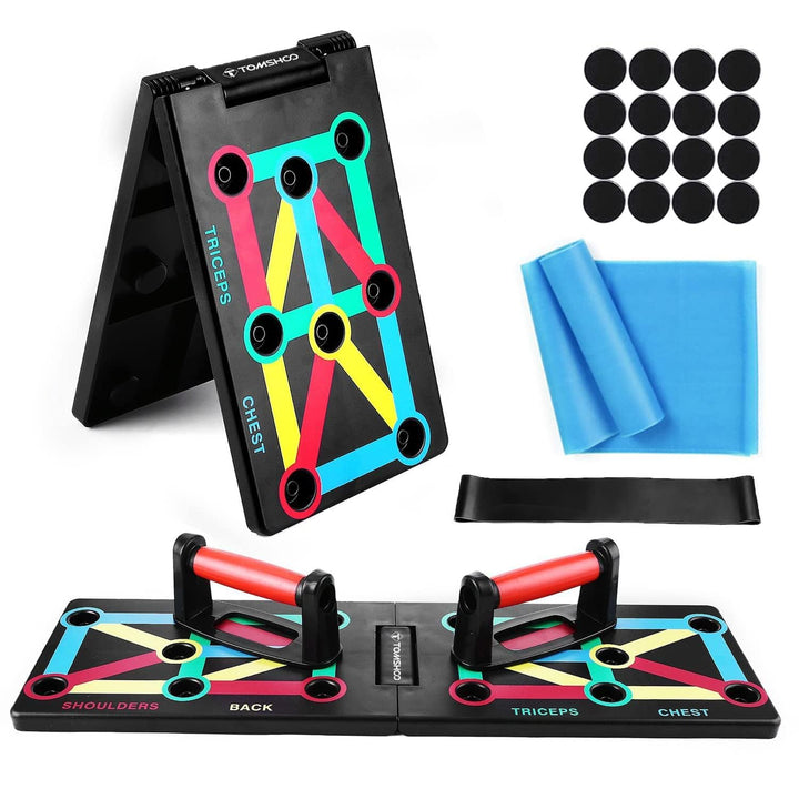 TOMSHOO Push Up Board mit liegestützgriffe, Faltbare Liegestütze mit Handgriff, Fitness Board Home T