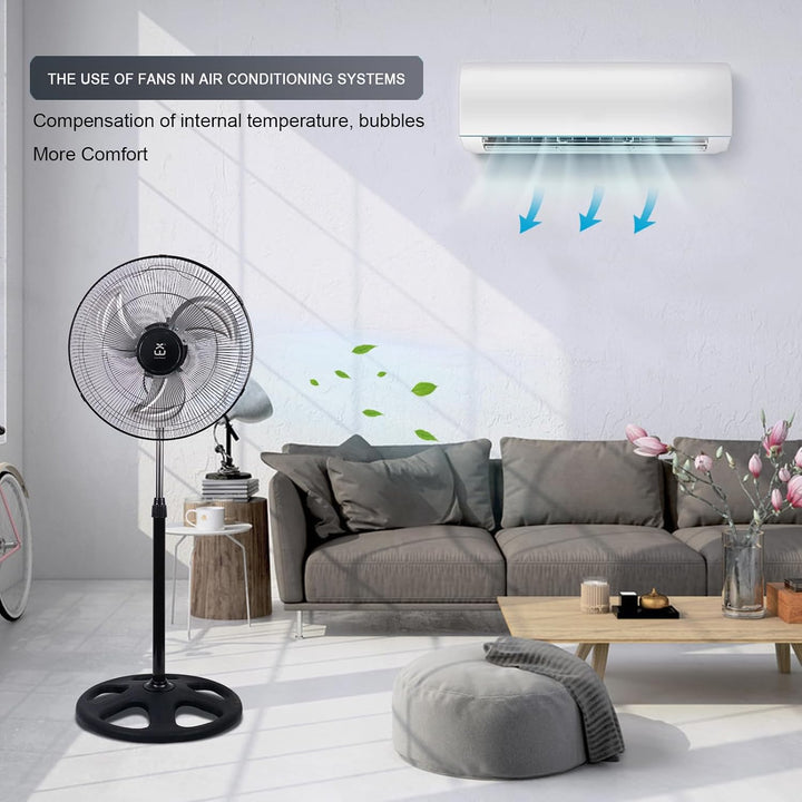2 Stück Standventilator 50cm 3-in-1 Industrieventilator (Stand/Boden/Wand) mit U-Sockel, höhenverste