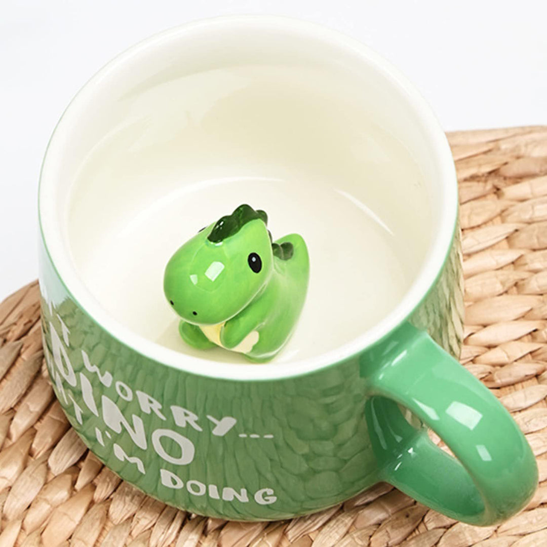 Disoza Dino Tasse Dinosaurier 3d Tassen Geschenke für Frauen Dino Becher Süsse Tasse mit Figur Innen