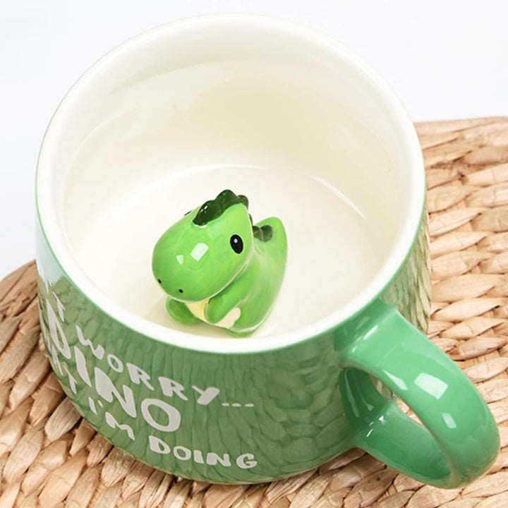 Disoza Dino Tasse Dinosaurier 3d Tassen Geschenke für Frauen Dino Becher Süsse Tasse mit Figur Innen
