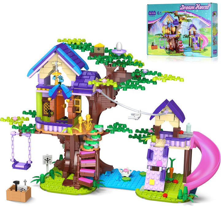 Friends Baumhaus-Bauset, 791 PCS City Wald Haus Wohnung, Baustein-Spielzeug mit Schaukel, Weihnachte